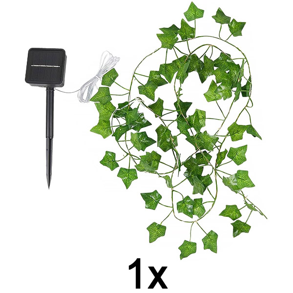 1x Saulės energijos lemputės su dirbtiniais gebenės lapais (5 m) | LEAFGLO